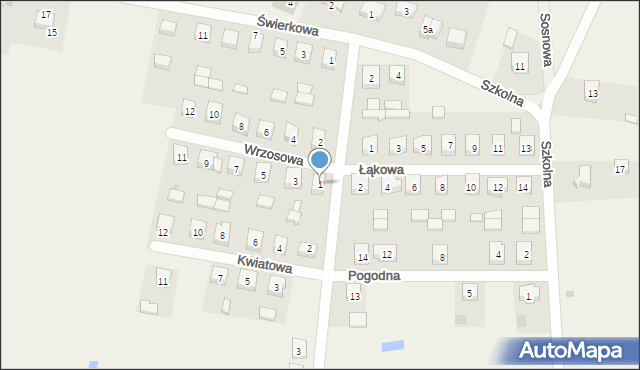 Grodziec, Wrzosowa, 1, mapa Grodziec