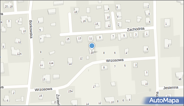 Grzybowo, Wrzosowa, 10, mapa Grzybowo