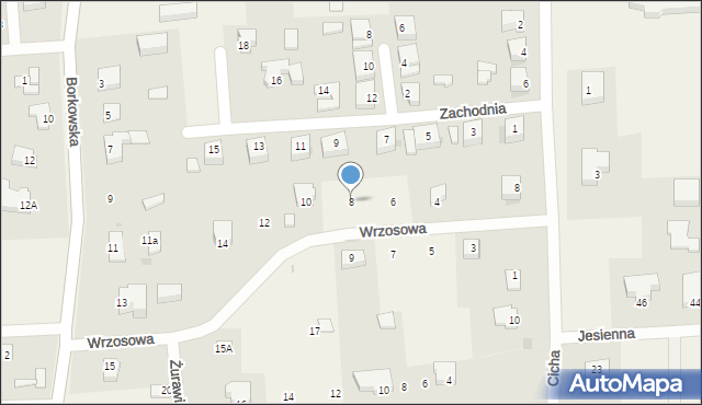 Grzybowo, Wrzosowa, 8, mapa Grzybowo