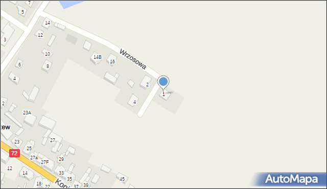 Grzymiszew, Wrzosowa, 1, mapa Grzymiszew