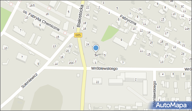 Hajnówka, Wróblewskiego Walerego, gen., 5A, mapa Hajnówka