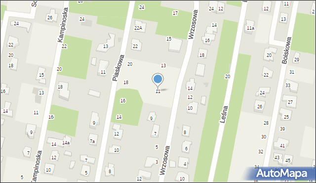 Hornówek, Wrzosowa, 11, mapa Hornówek