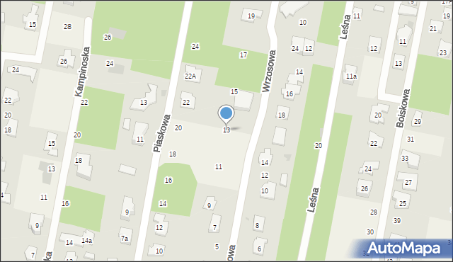 Hornówek, Wrzosowa, 13, mapa Hornówek