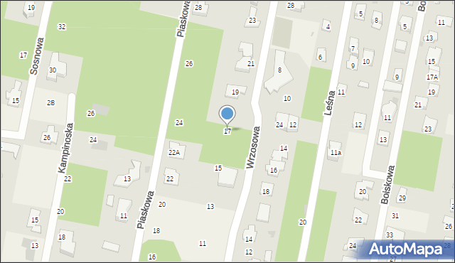 Hornówek, Wrzosowa, 17, mapa Hornówek