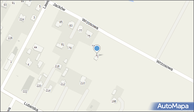 Jacków, Wrzosowa, 71, mapa Jacków