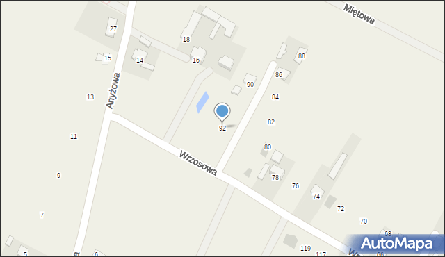 Jacków, Wrzosowa, 92, mapa Jacków
