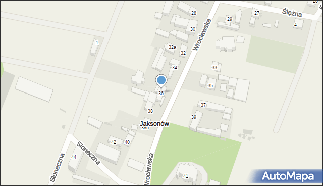 Jaksonów, Wrocławska, 36, mapa Jaksonów