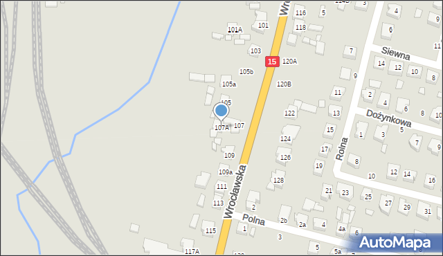 Jarocin, Wrocławska, 107A, mapa Jarocin