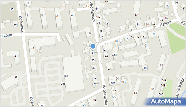 Jarocin, Wrocławska, 43, mapa Jarocin