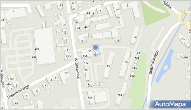 Jarocin, Wrocławska, 50B, mapa Jarocin