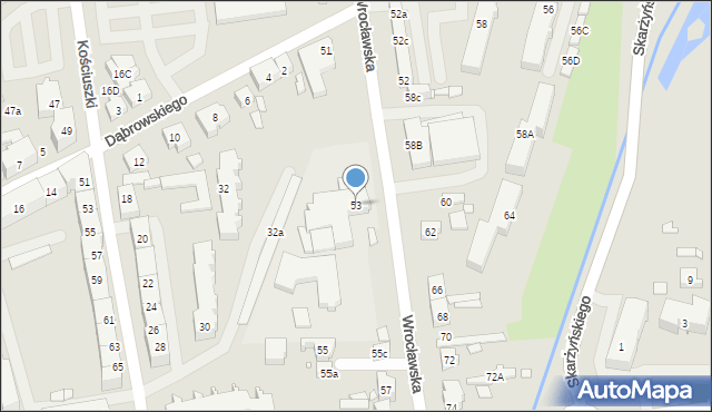 Jarocin, Wrocławska, 53, mapa Jarocin