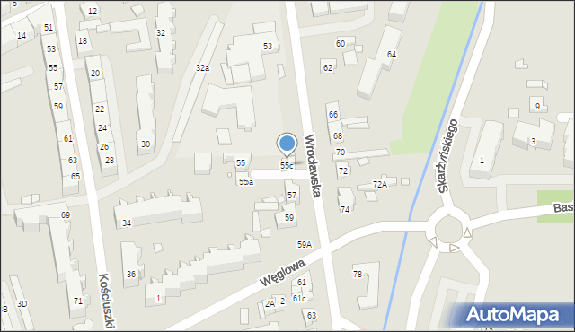 Jarocin, Wrocławska, 55c, mapa Jarocin