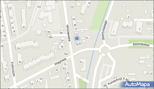 Jarocin, Wrocławska, 74, mapa Jarocin