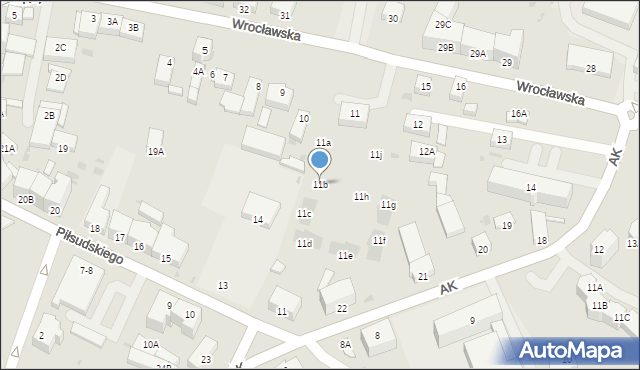 Jawor, Wrocławska, 11b, mapa Jawor