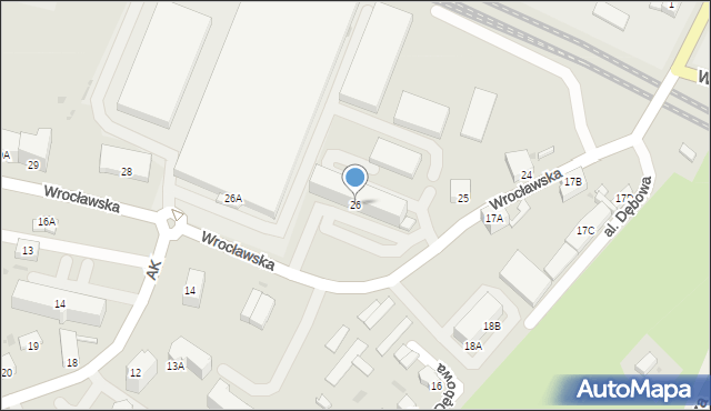 Jawor, Wrocławska, 26, mapa Jawor