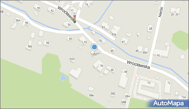 Jelenia Góra, Wrocławska, 62b, mapa Jelenia Góra