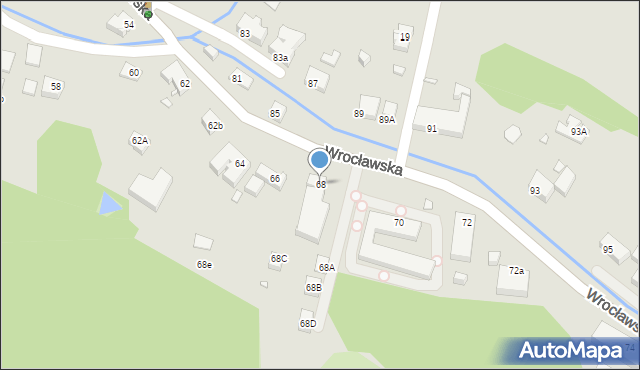 Jelenia Góra, Wrocławska, 68, mapa Jelenia Góra