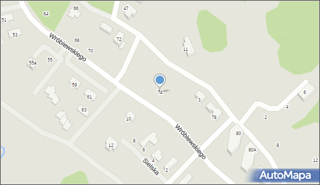 Jelenia Góra, Wróblewskiego Walerego, gen., 74, mapa Jelenia Góra
