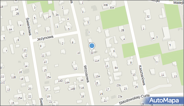 Józefów, Wrzosowa, 11, mapa Józefów