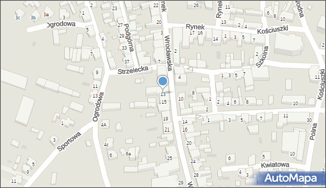 Jutrosin, Wrocławska, 13, mapa Jutrosin