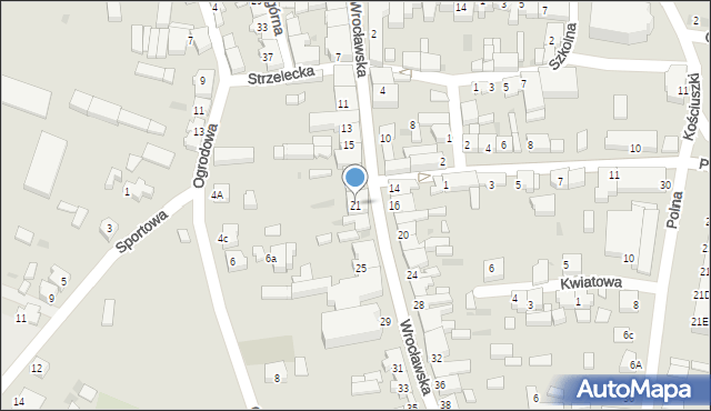 Jutrosin, Wrocławska, 21, mapa Jutrosin