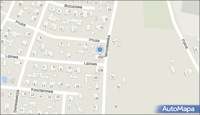 Jutrosin, Wrocławska, 63a, mapa Jutrosin