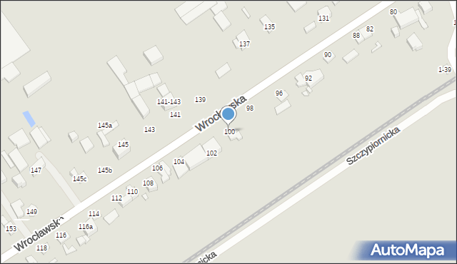 Kalisz, Wrocławska, 100, mapa Kalisza