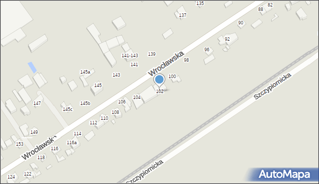 Kalisz, Wrocławska, 102, mapa Kalisza