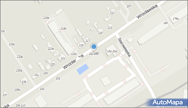 Kalisz, Wrocławska, 192-200, mapa Kalisza