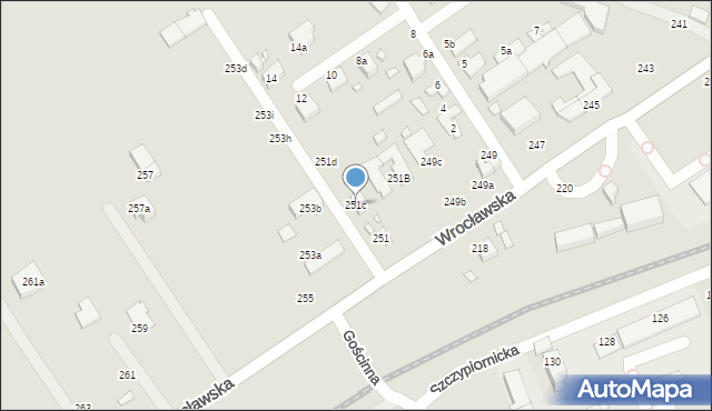 Kalisz, Wrocławska, 251c, mapa Kalisza