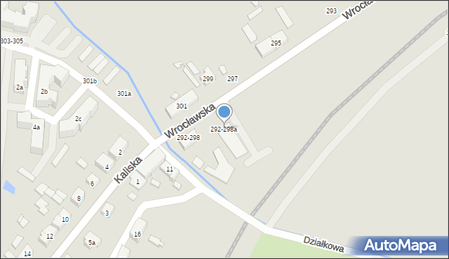 Kalisz, Wrocławska, 292-298a, mapa Kalisza