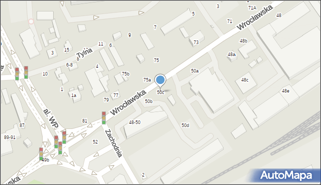 Kalisz, Wrocławska, 50c, mapa Kalisza