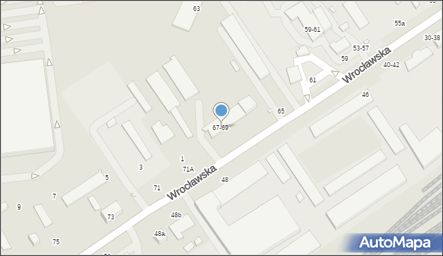 Kalisz, Wrocławska, 67-69, mapa Kalisza