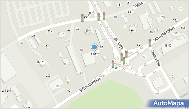 Kalisz, Wrocławska, 89-91, mapa Kalisza