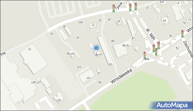 Kalisz, Wrocławska, 95, mapa Kalisza