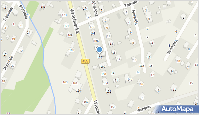 Kamieniec Wrocławski, Wrocławska, 162, mapa Kamieniec Wrocławski