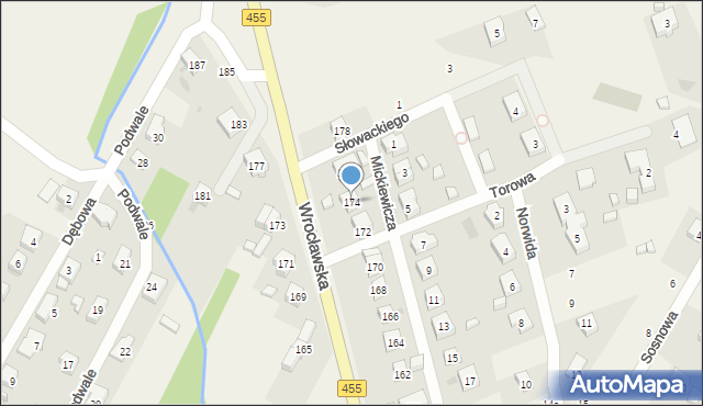 Kamieniec Wrocławski, Wrocławska, 174, mapa Kamieniec Wrocławski