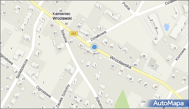Kamieniec Wrocławski, Wrocławska, 57, mapa Kamieniec Wrocławski