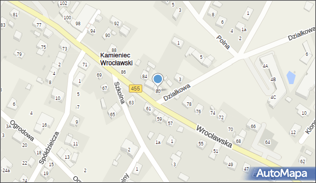 Kamieniec Wrocławski, Wrocławska, 80, mapa Kamieniec Wrocławski
