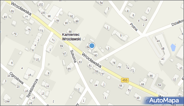 Kamieniec Wrocławski, Wrocławska, 82, mapa Kamieniec Wrocławski