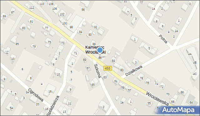 Kamieniec Wrocławski, Wrocławska, 86, mapa Kamieniec Wrocławski