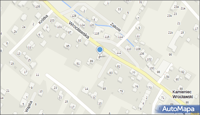 Kamieniec Wrocławski, Wrocławska, 87, mapa Kamieniec Wrocławski
