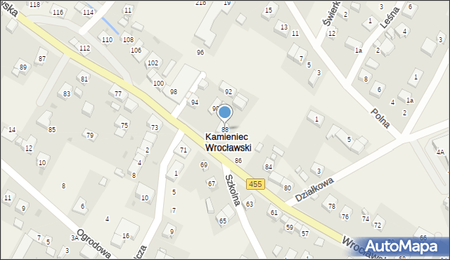 Kamieniec Wrocławski, Wrocławska, 88, mapa Kamieniec Wrocławski