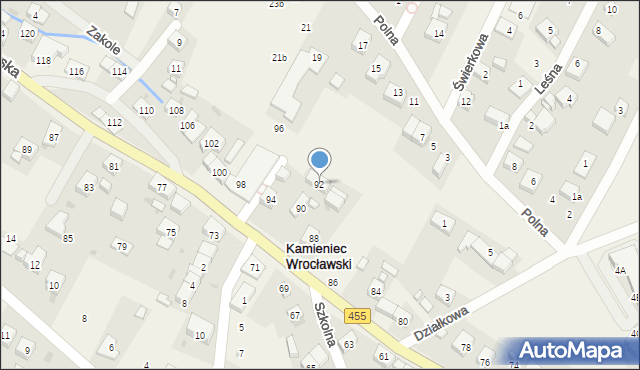Kamieniec Wrocławski, Wrocławska, 92, mapa Kamieniec Wrocławski