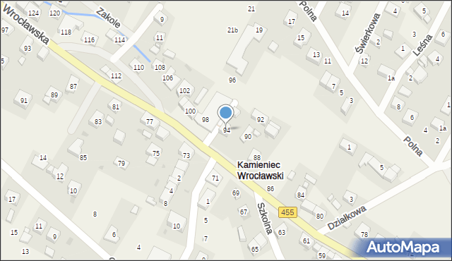 Kamieniec Wrocławski, Wrocławska, 94, mapa Kamieniec Wrocławski