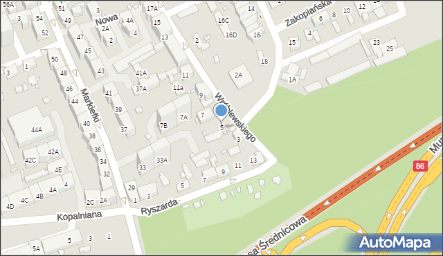 Katowice, Wróblewskiego W., 5, mapa Katowic