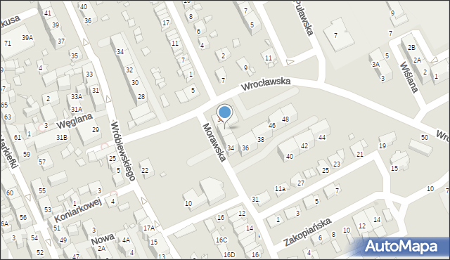 Katowice, Wrocławska, 32, mapa Katowic