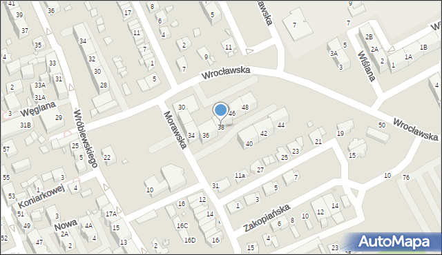 Katowice, Wrocławska, 38, mapa Katowic