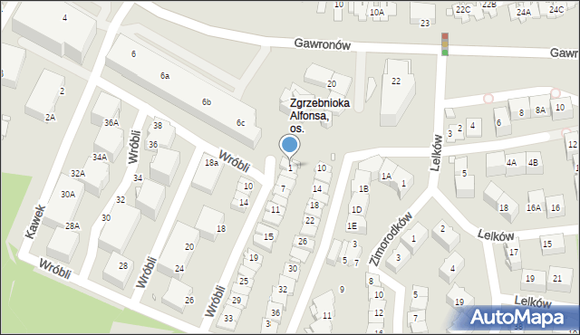 Katowice, Wróbli, 1, mapa Katowic