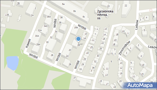 Katowice, Wróbli, 18, mapa Katowic